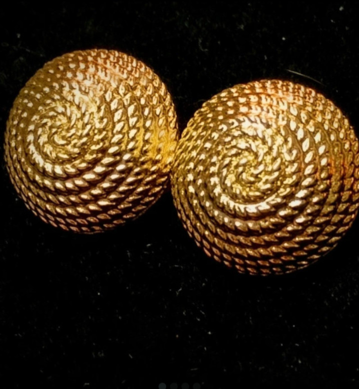 Vintage GIVENCHY Paris New York Gold Tone Rope Dome Clip On Earrings Signed