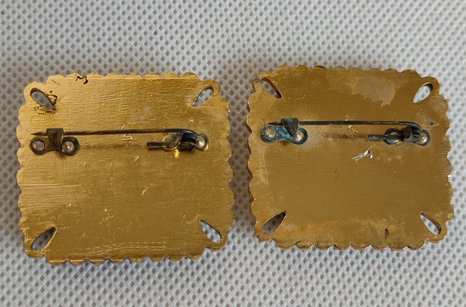 Vintage Soviet beautiful brooches with jade stones, 2 pcs. USSR.