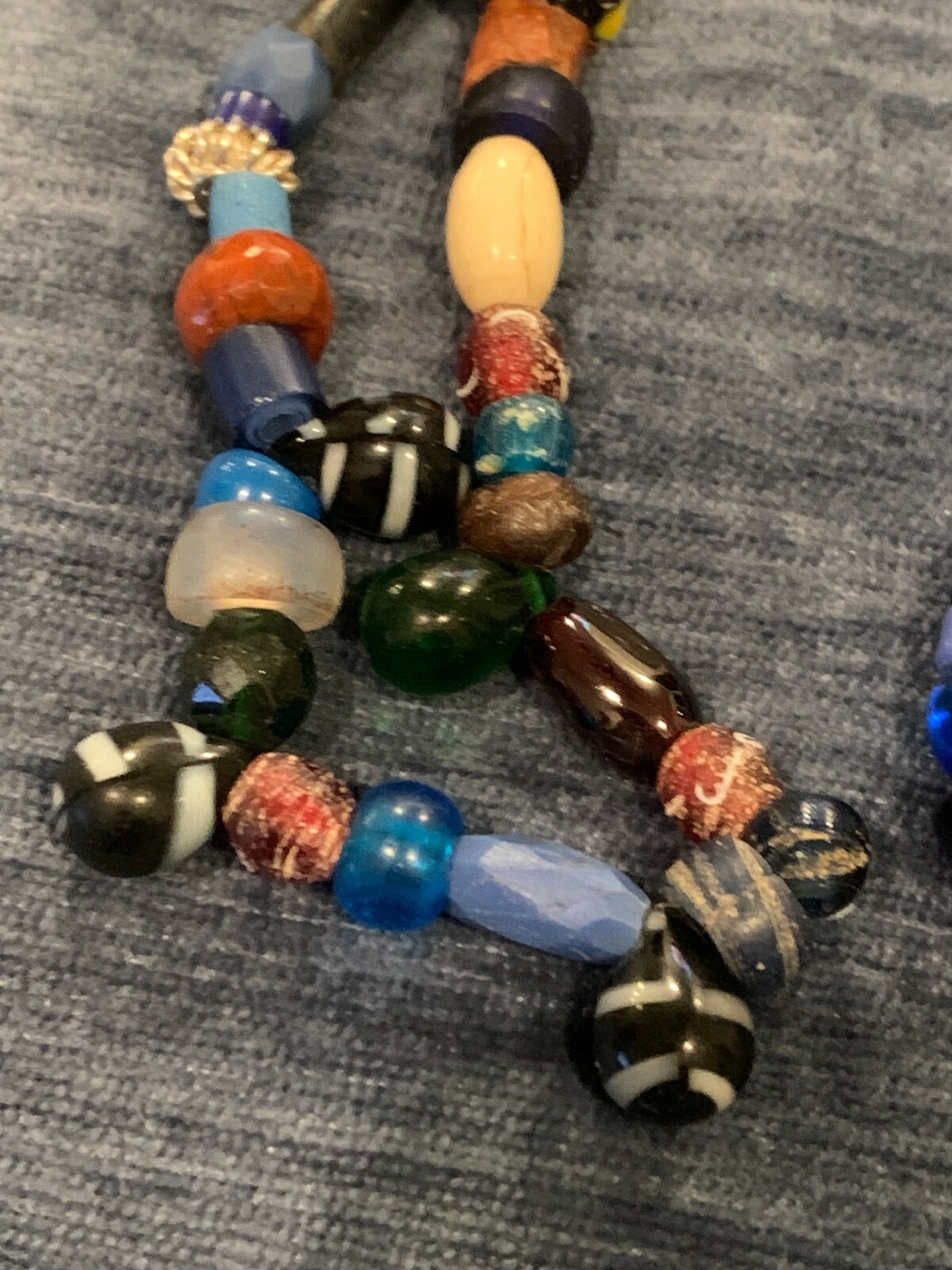 Tibetan and African Trading Beaded Necklace 24″, Antique