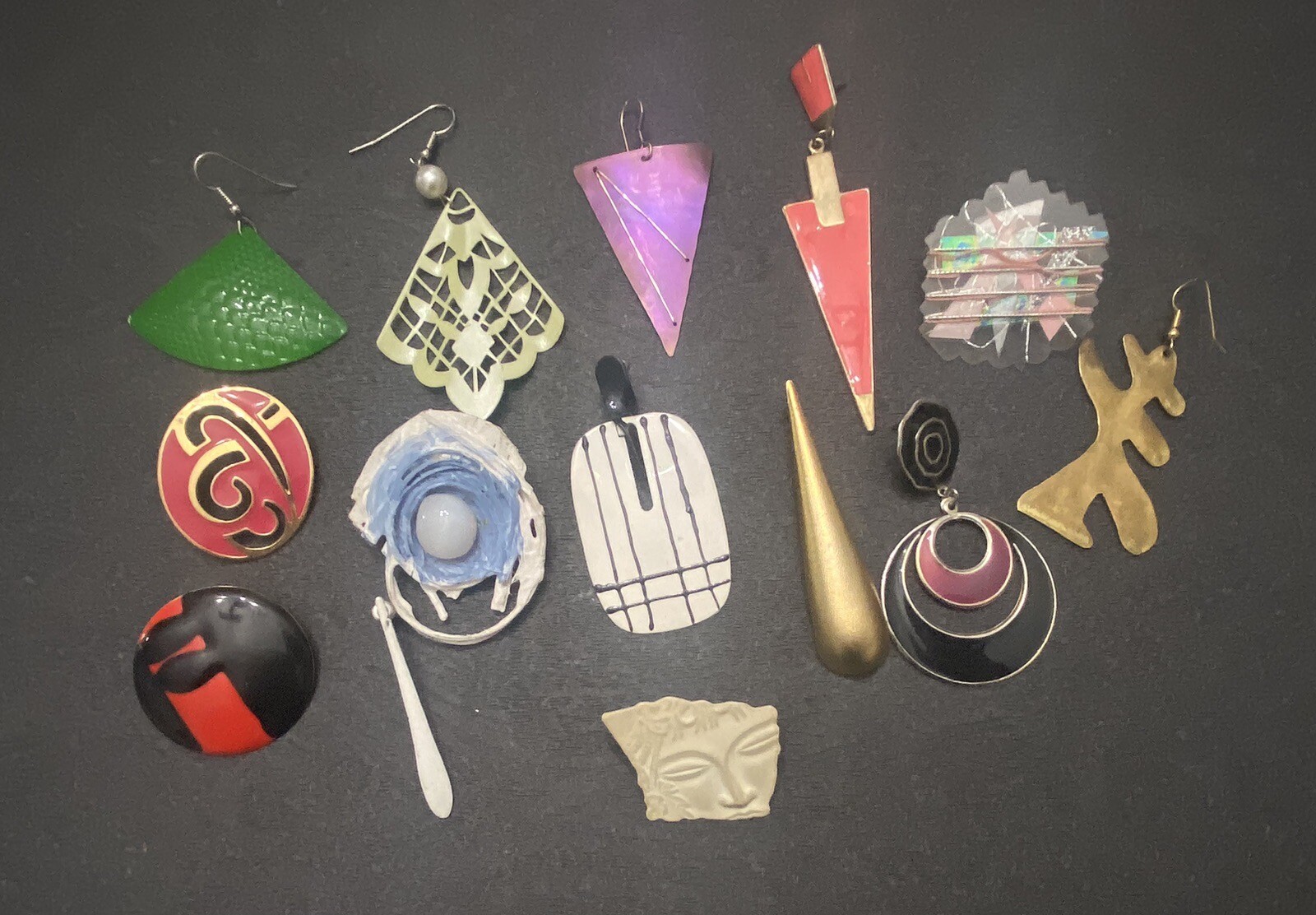 VTG 60s 70s 80s SINGLE earrings craft lot unique for upcycle art reuse