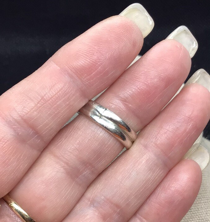 Vintage Silver Plated Long Blue Beryl Stone Ring Sz 8 E916