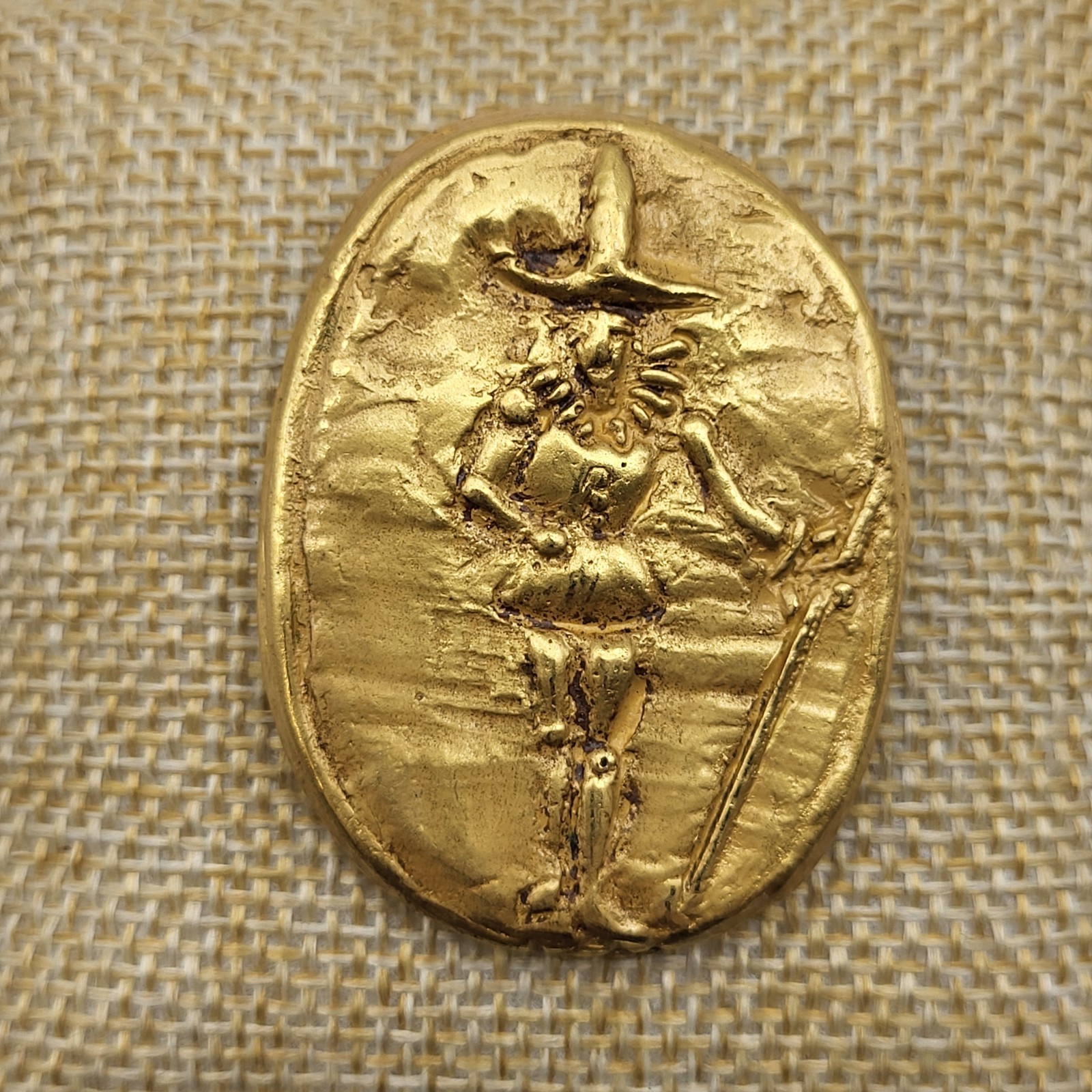 Amazing Vintage Estate Brooch pin or pendant Gold Dipped figural