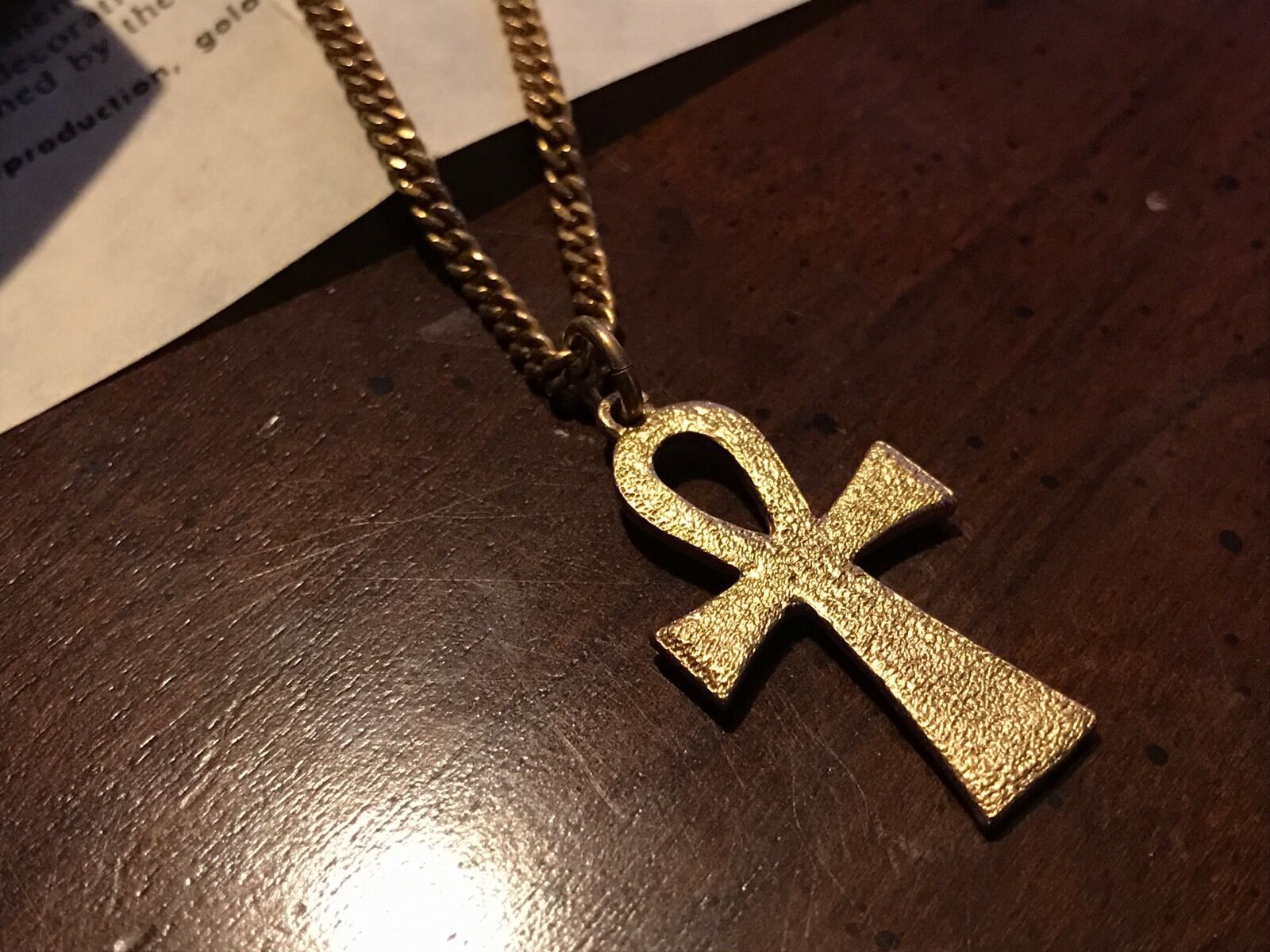 Vintage Egyptian Revival Gold Ankh Necklace – Sign of Life Amulet – Alva Museum