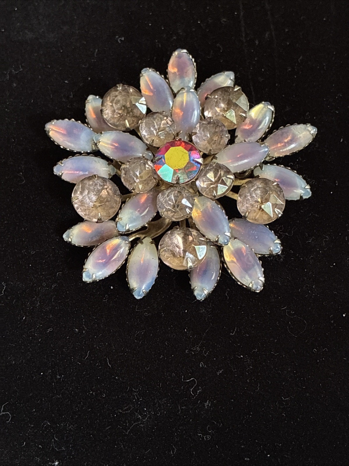 Pink And Light Blue / Purple Aurora Borealis Vintage Brooch Pin