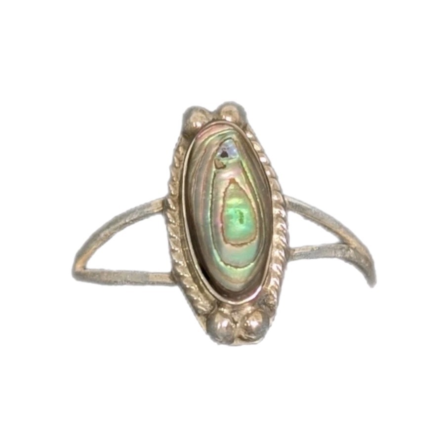 Vintage Alpaca Mexico Abalone Ring Size 6 Sterling Silver
