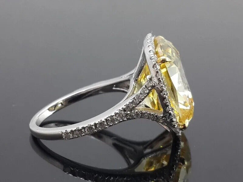 Art Deco 4.30 Ct Canary Diamond Vintage Engagement Ring 925 Sterling Silver