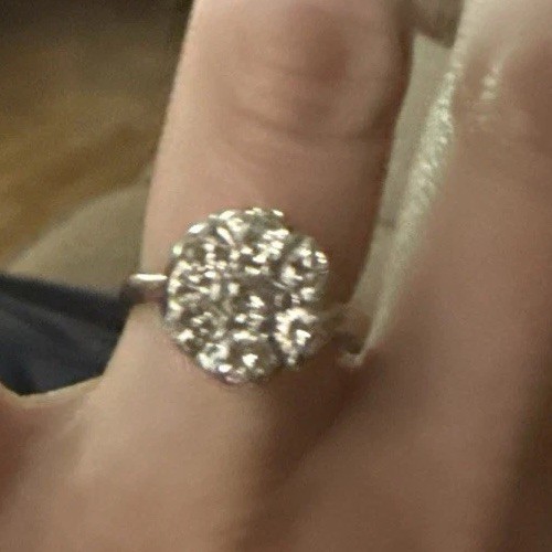 Vintage 1930’S to 1950’S 14K Gold Round Natural Cut Diamond Cluster Ring Size 6