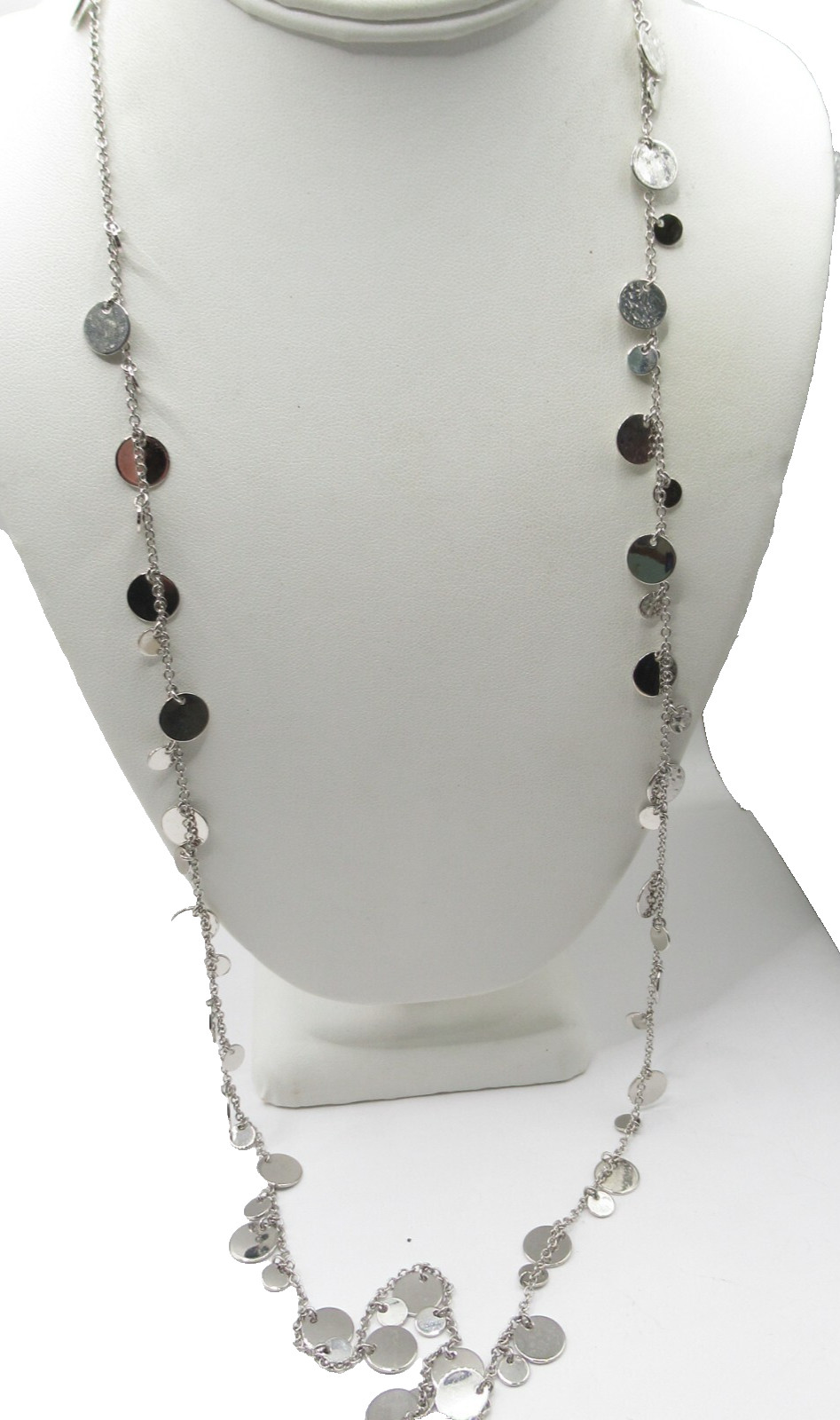 Lia Sophia Disks Sparkly Shiny Dangle Silver Tone Necklace