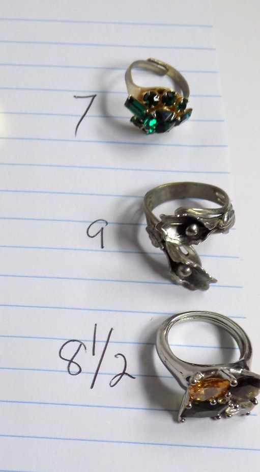 Vintage Costume Rings Lot Rhinestones Avon Monet Silverplated CZ Bands Floral