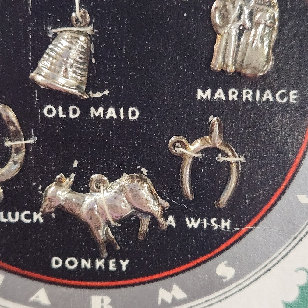 Vtg Sterling Silver Christmas Pudding Charms Set 9 England Bell Marriage Luck
