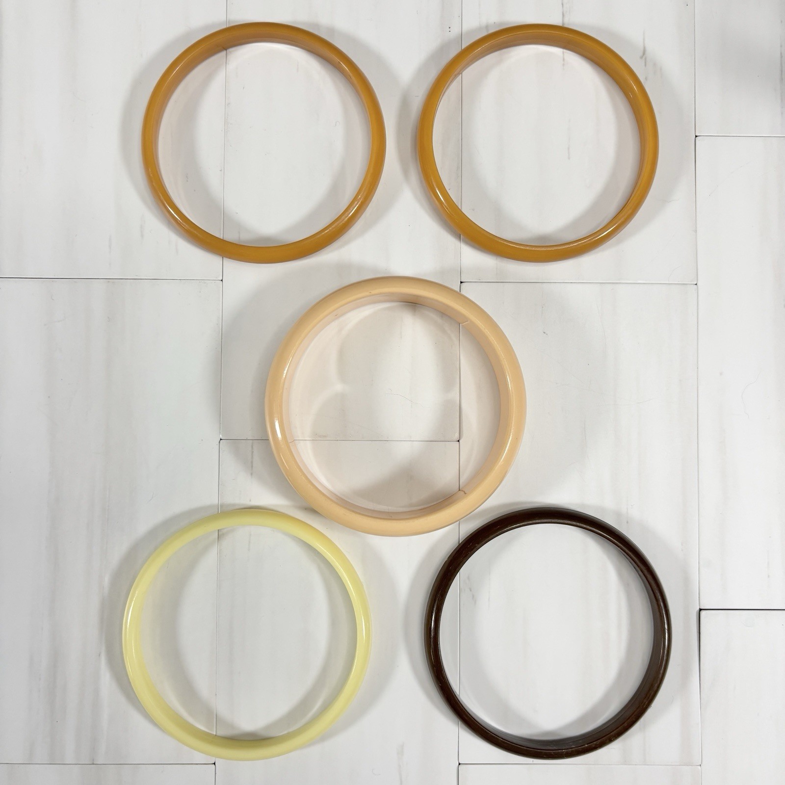 5 Lot Vintage Chunky Spacer Bangle Bracelet Boho Earthtones Stack Acrylic Enamel