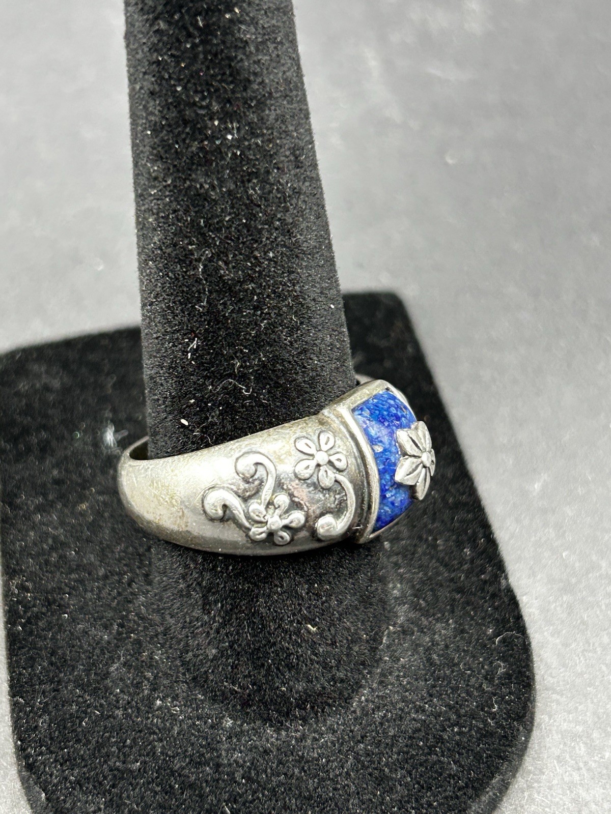 Sterling Silver Coleman CCO Chip Inlay Lapis Flower Size 8 – 7g