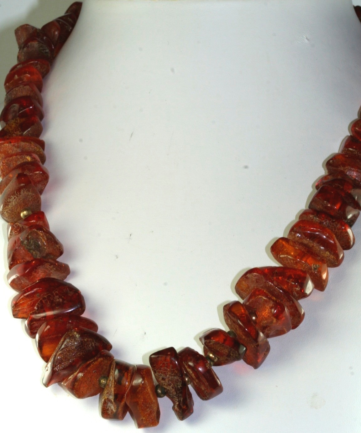 VTG 10K GOLD CHUNKY HONEY AMBER CHUNK BEADS 24 INCH NECKLACE 82.8 GRAMS