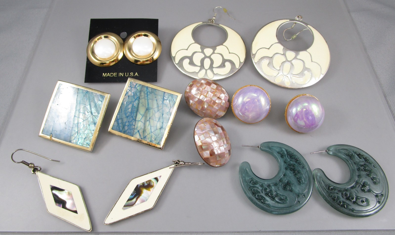 Vtg Mod Retro Varying Colors & Multi Styles LOT of 7 Post Pierced Earrings 151V