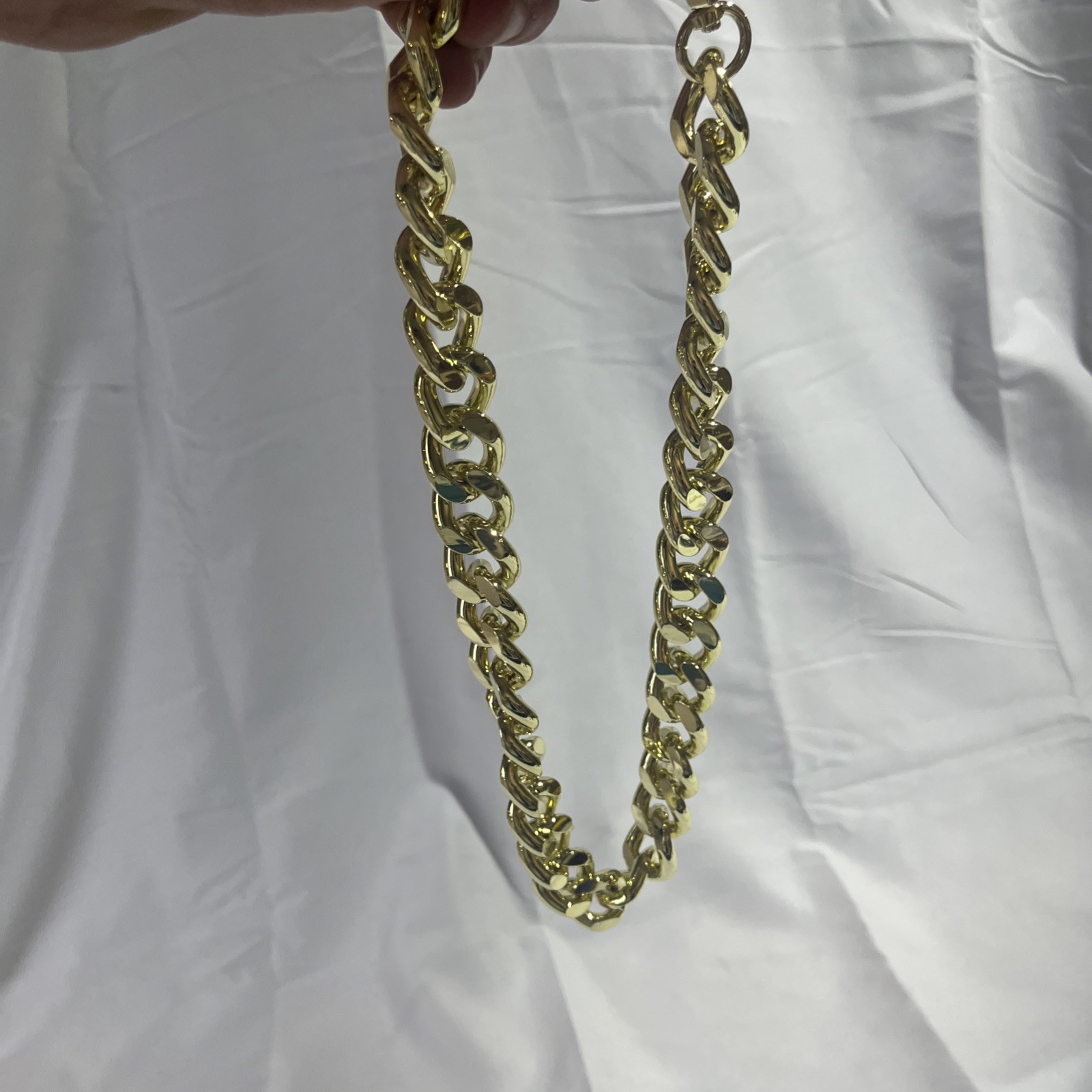 Yellow Gold Plate 20mmmm Wide Thick Curb Adjustable Link Chain Necklace