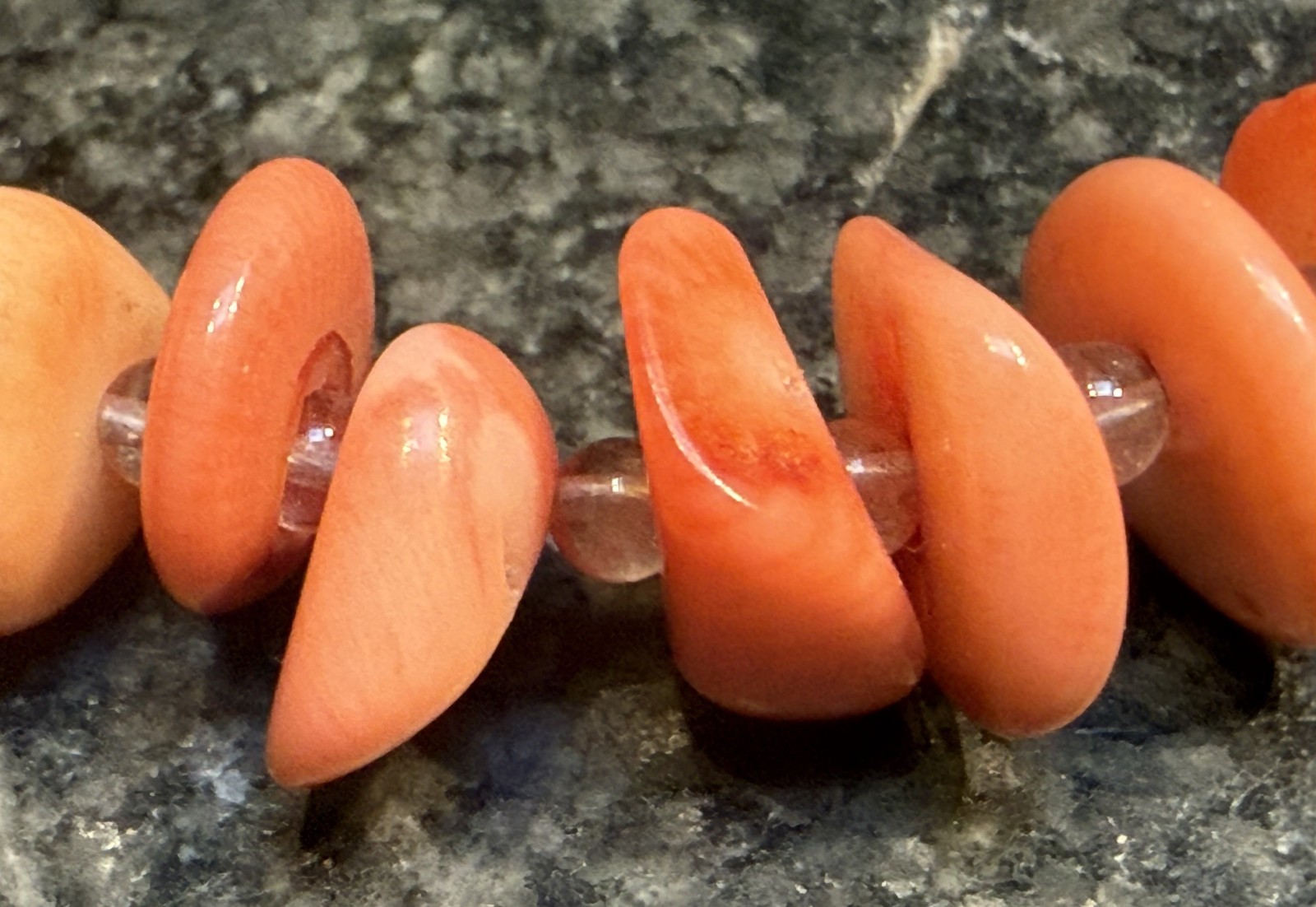 Vintage Artisan Genuine Coral and Lampwork Glass Bead Necklace