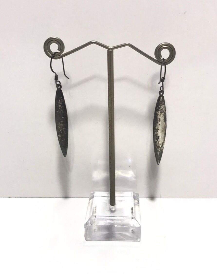 CW Vintage Sterling Silver Long Dangle Earrings 2.7 Grams