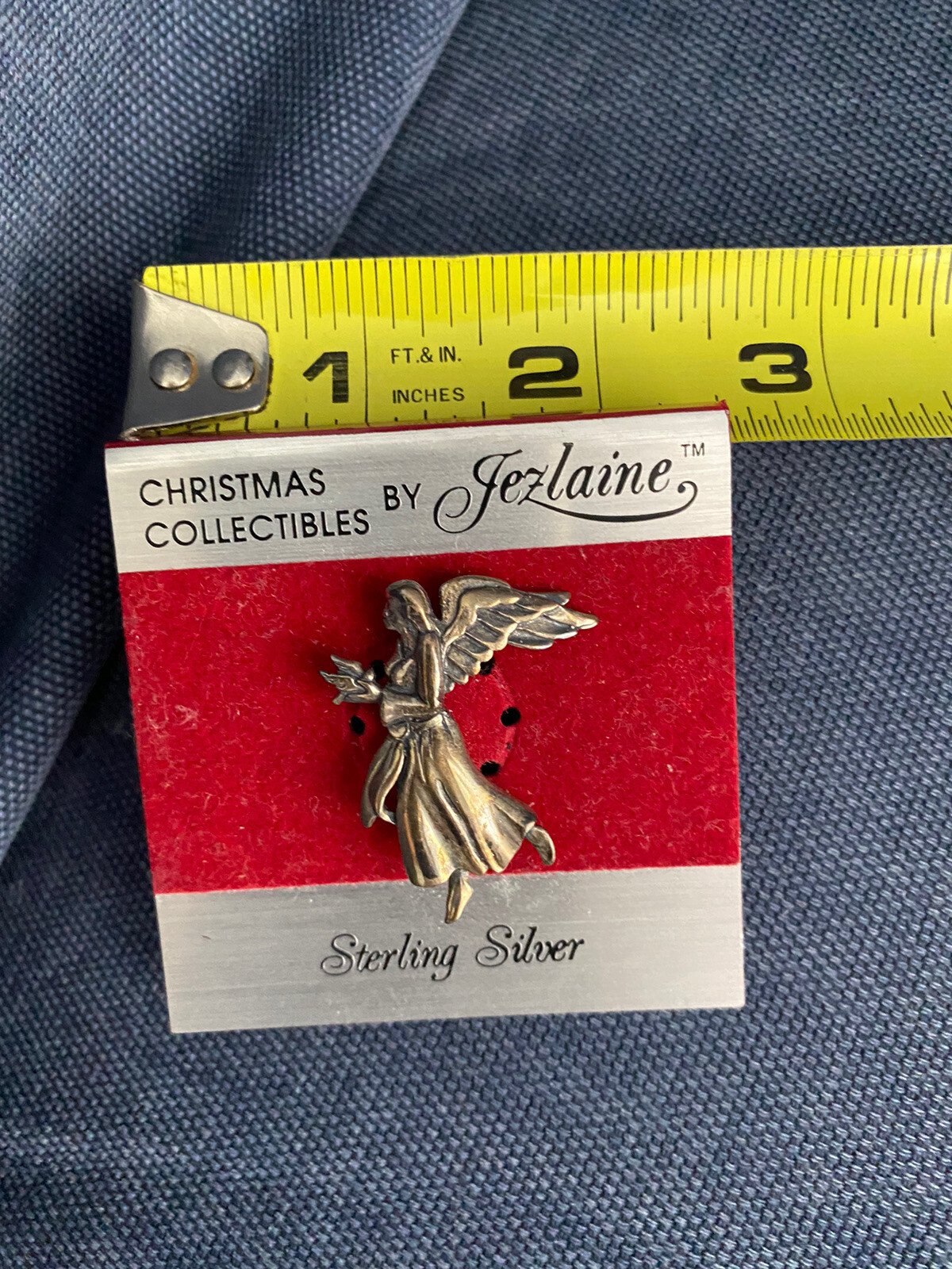 Christmas Collectibles By Jezlaine Sterling Silver ANGEL Pin Vintage silver NEW