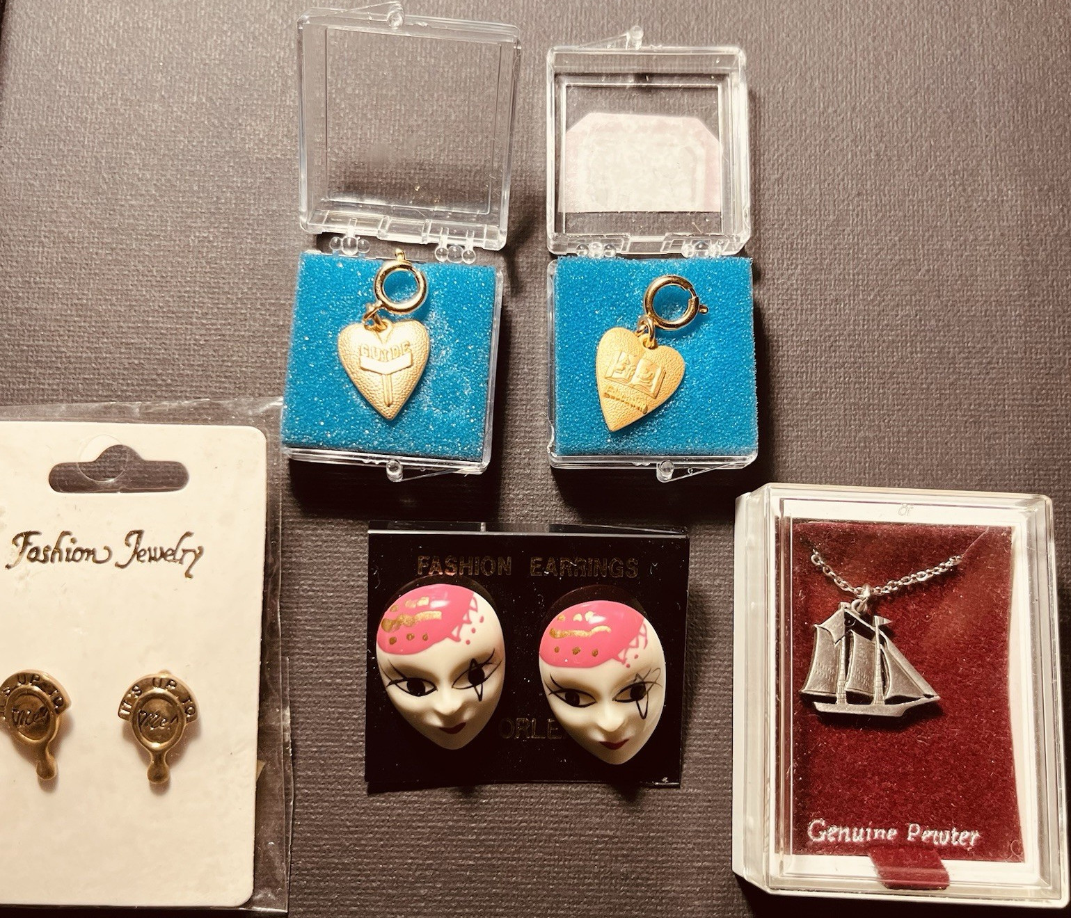 Vintage & Antique Mixed Jewelry Lot Earrings Pendants Necklace Pewter Metal