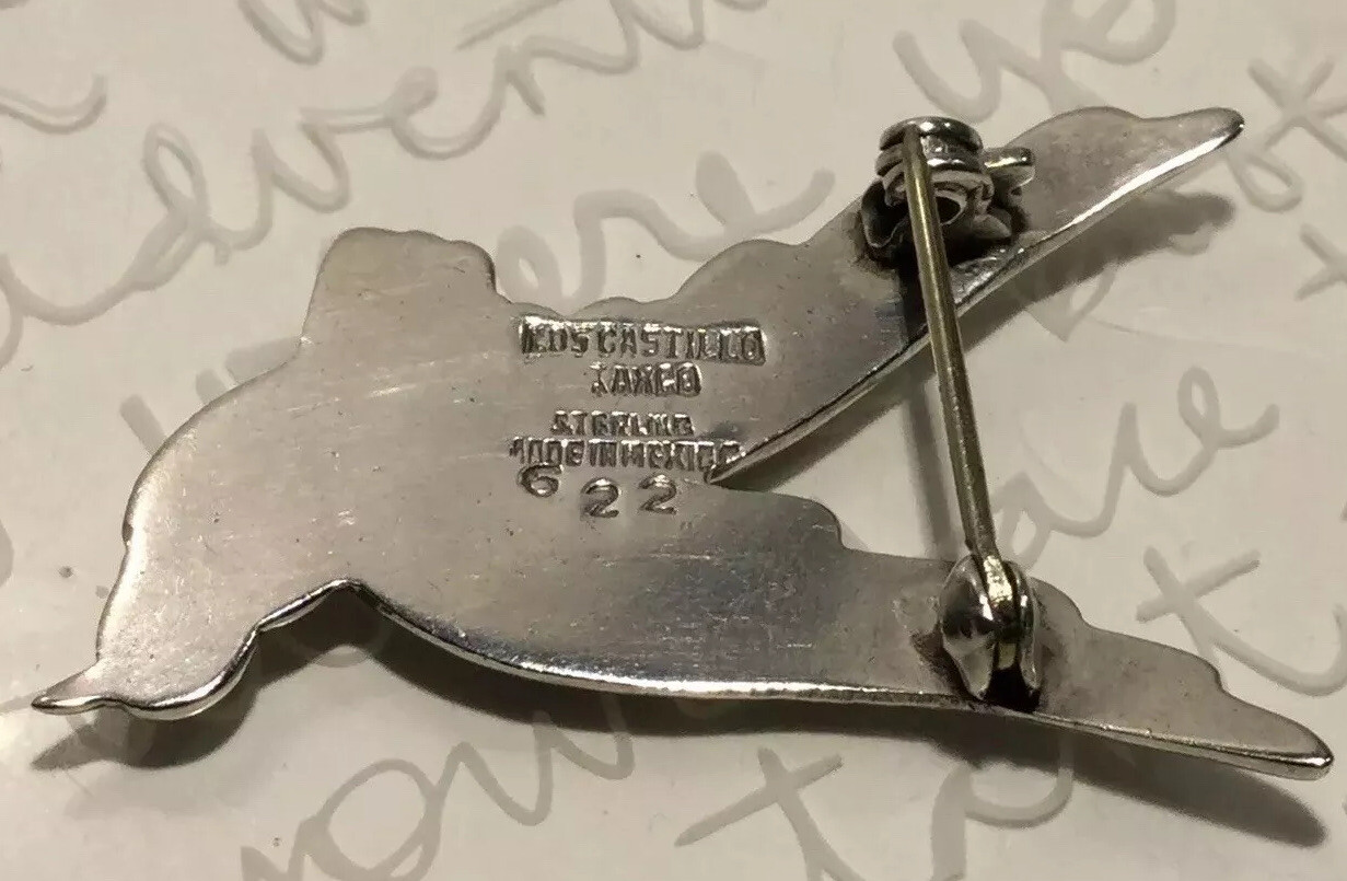 Vtg Modernist LOS CASTILLO Handmade Taxco DOVE BIRD Brooch 925 Sterling 6.35g
