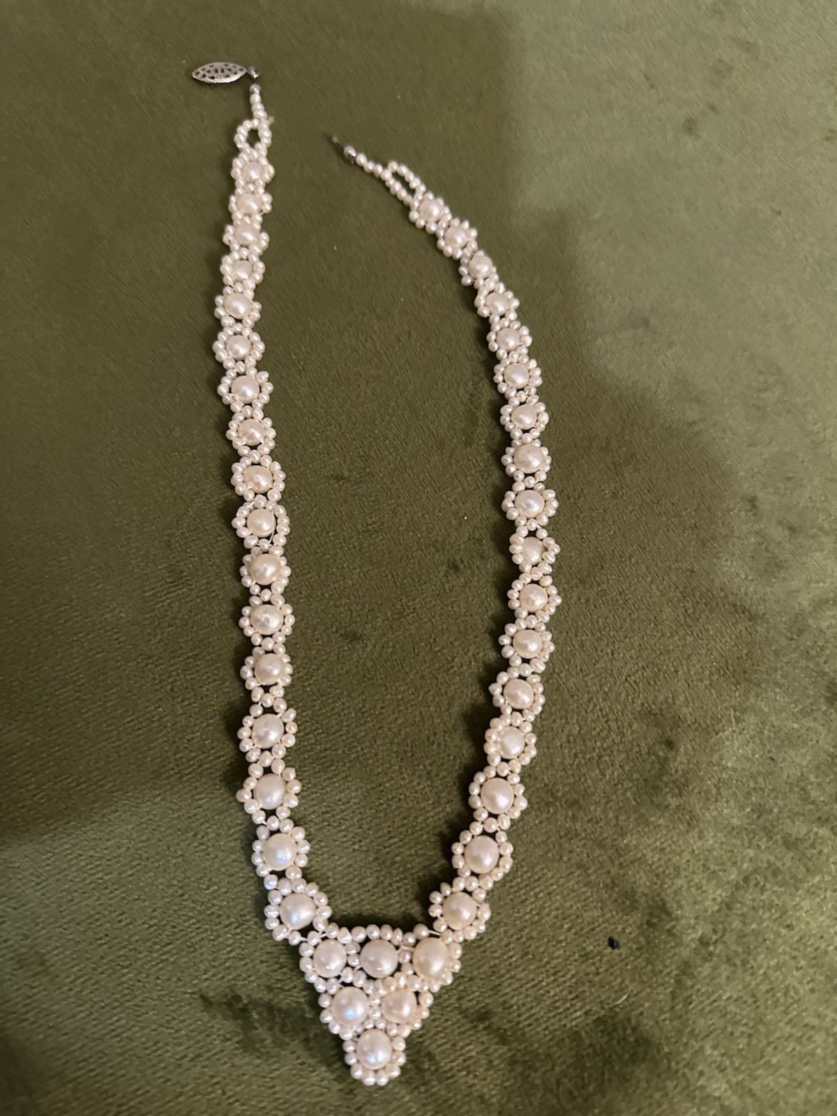 Vintage Handmade Pearl Beaded Statement Necklace – Elegant Bridal Jewelry