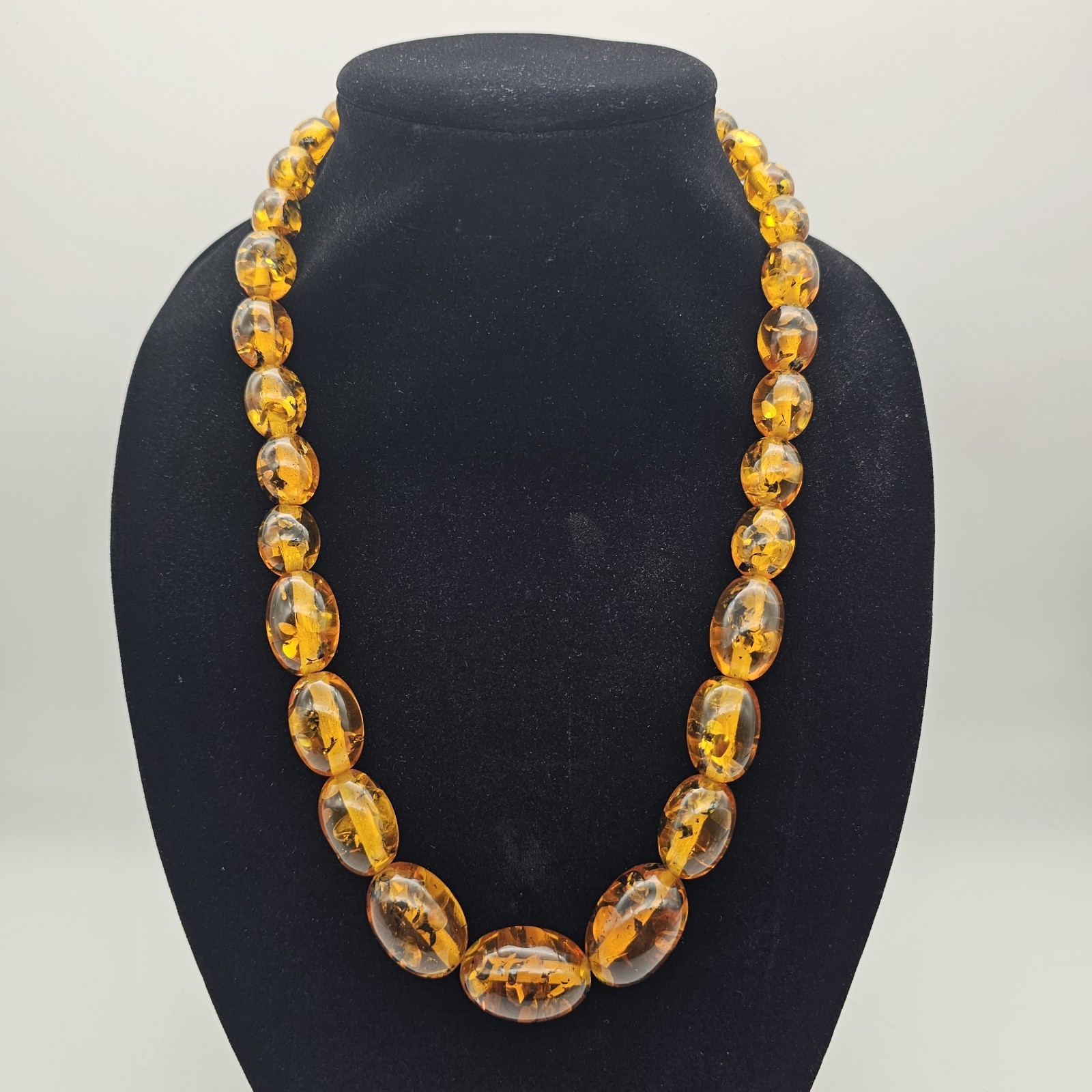 Vintage Baltic Amber Necklace Natural Honey Gold Beads 25″