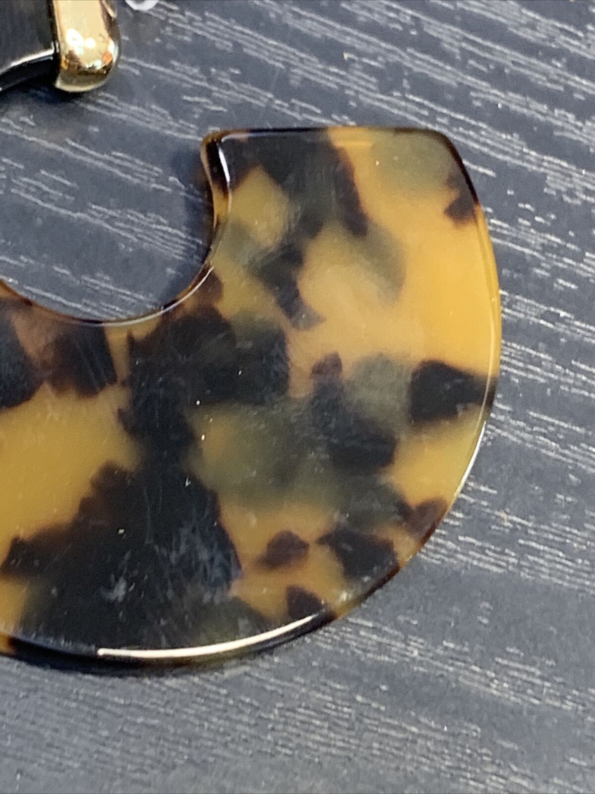 Half Hoop Earrings Large Imitation Tortoiseshell Pierced Earrings Almost 2”
