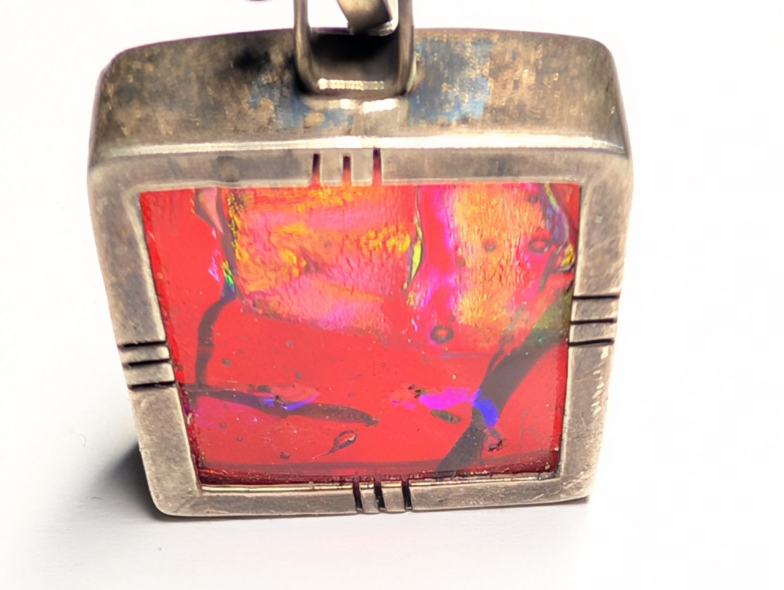 VINTAGE DICHROIC STERLING SILVER PENDANT SIGNED MEX925 R*G WEIGHS 13+ GRAMS
