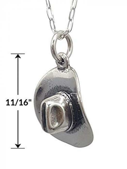 Cowboy Cowgirl Western Hat 3D Charm Necklace 925 Sterling Silver Jewelry Gifts