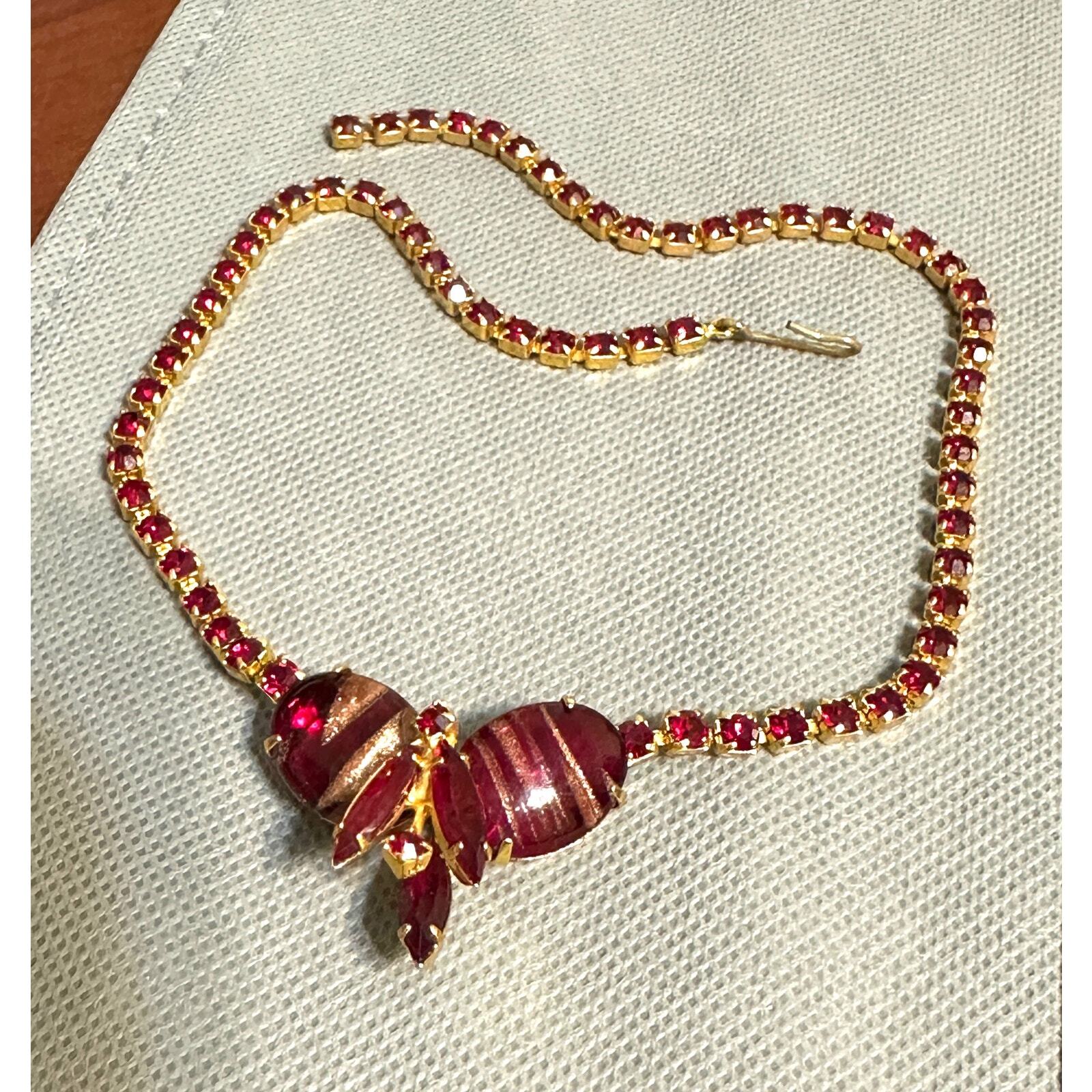 Delizza and Elster Juliana Necklace–Red Gold Shimmer Stones