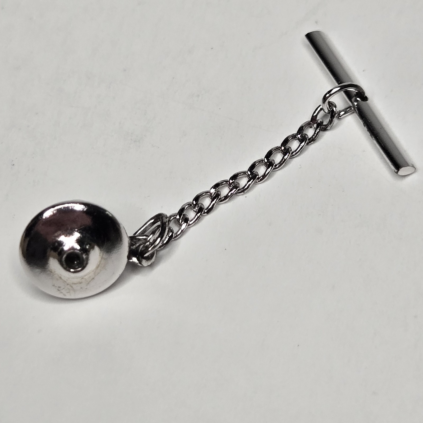 Vintage Anson Sterling Silver Tie Tack Modernist Abstract Rhinestone Pin T-Bar