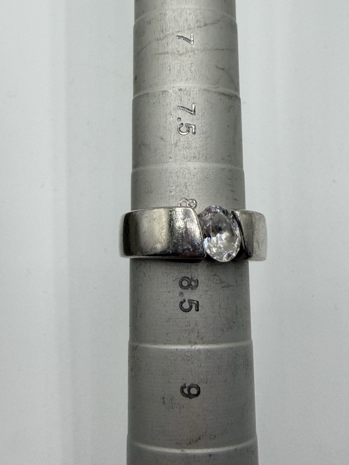 Sterling Silver Band With Tension Set CZ Modernist 925 Band size 8 US
