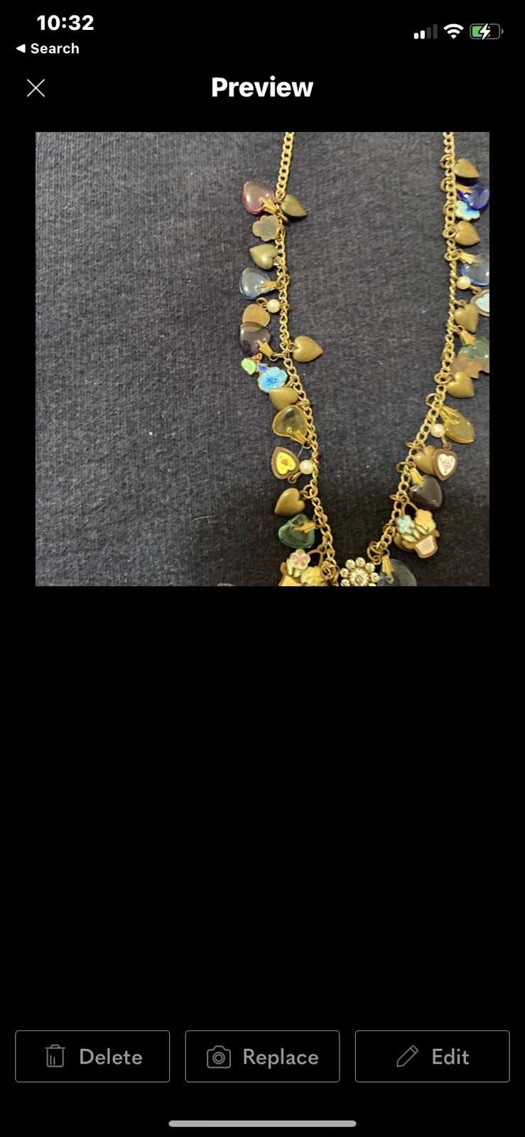 Vintage Glass Works Studio Glass & Brass Charms in Multi Colors Necklace 24″