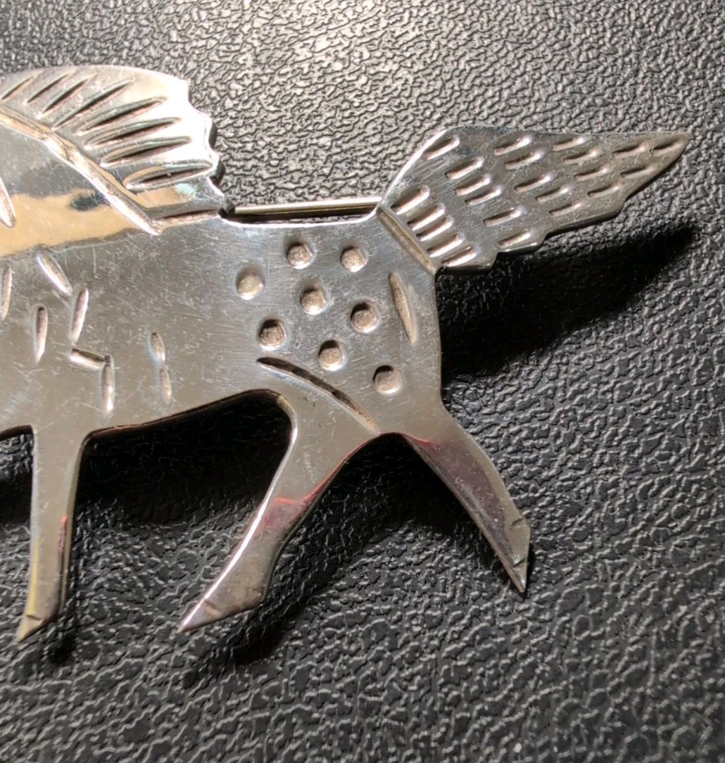 Running Spotted Hind Quarter Horse Brooch Mexico TT-28 925 Monte 12.4g 2.25″
