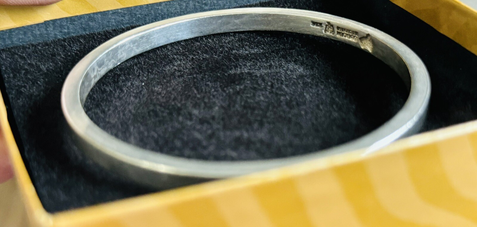 Antonio Pineda Taxco Mex Sterling Silver Bangle Bracelet Vintage 7-3/4” Signed