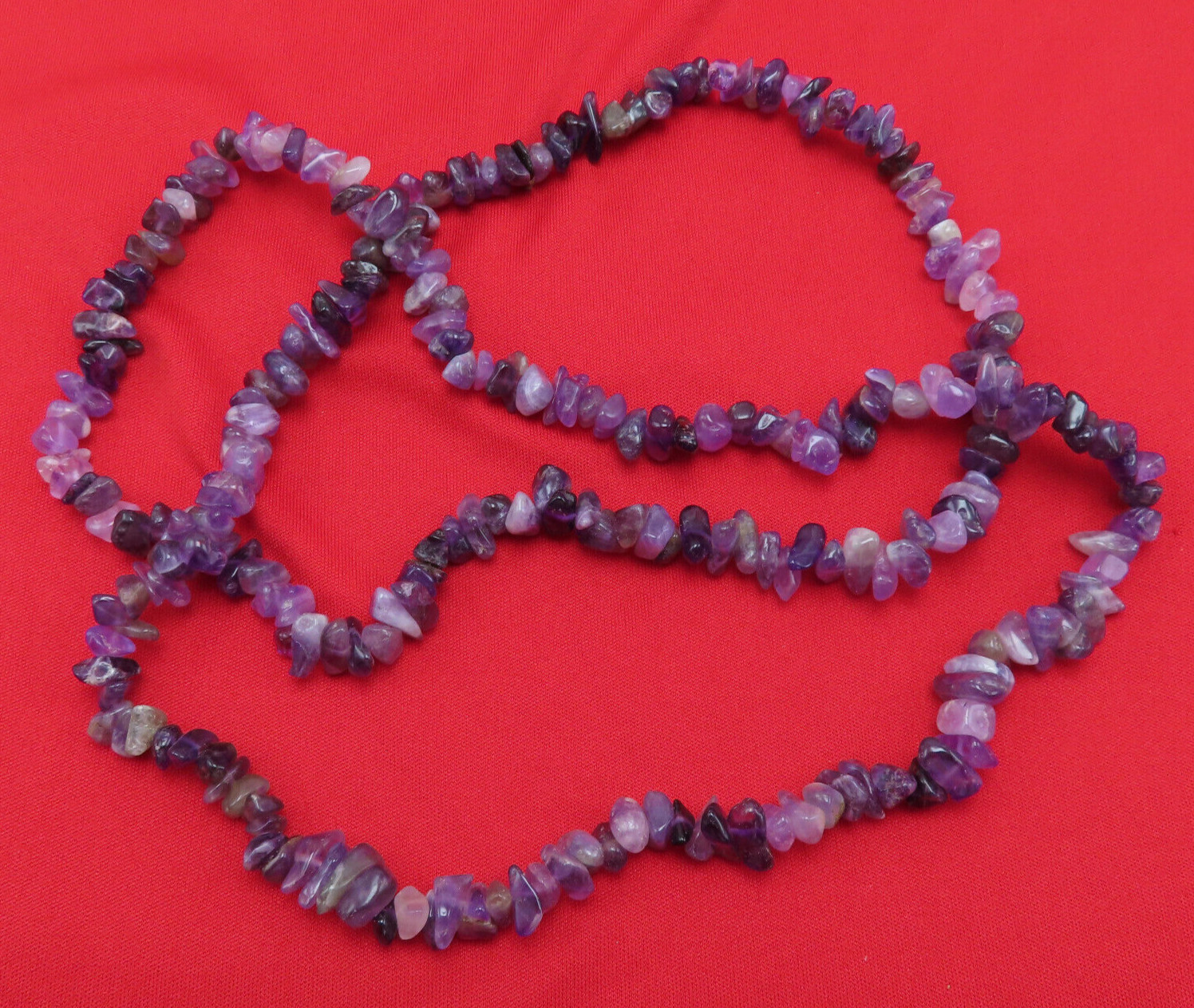 Amethyst Necklace Gemstones Purple Chip Beads 36 inch Nuggets Strand 638c
