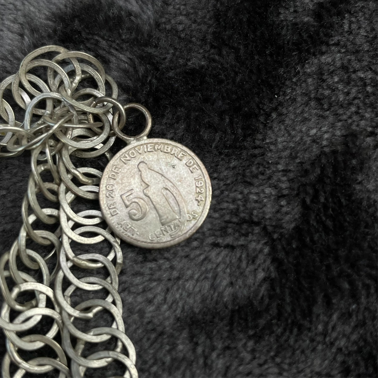 Vintage Silver Guatemala Coin Chachal Necklace 56 Grams 1920s