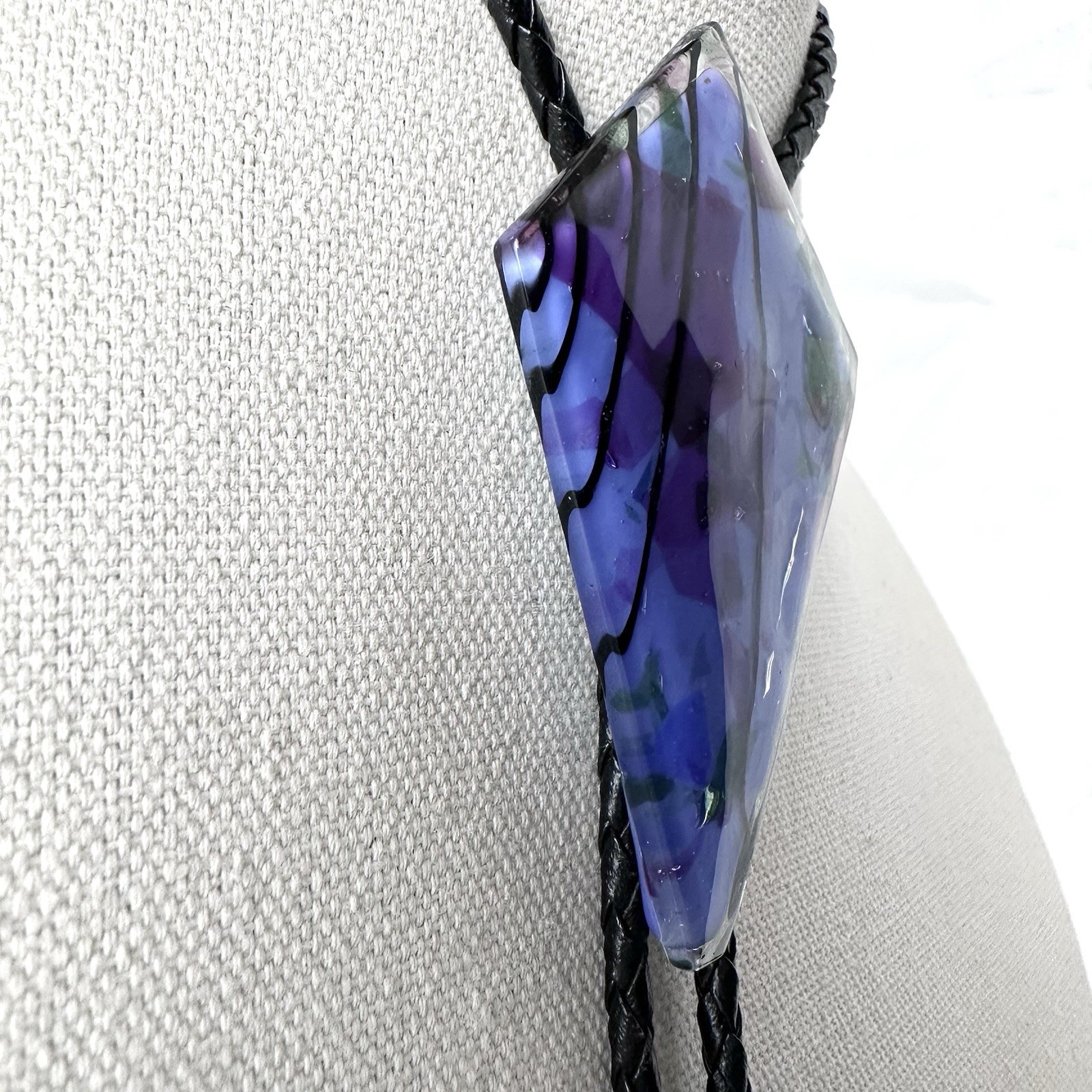 Stunning Large Vintage Fused Glass Western Bolo Tie