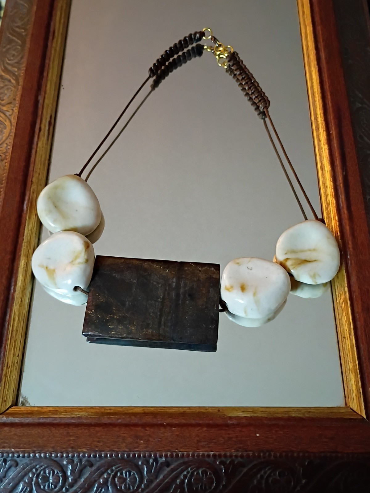 Boho Beautiful White/ Brown Shell? Stone?Heavy!Unsure Of Value…