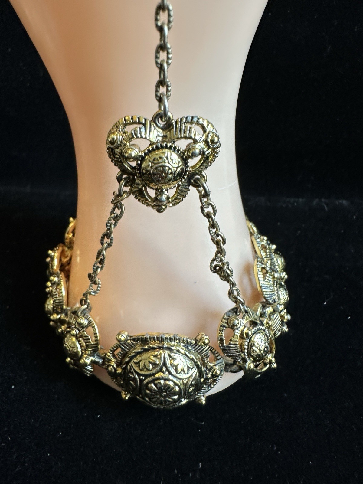Vintage ethnic India Ring Bracelet combo appears to be heavy made gold plated
