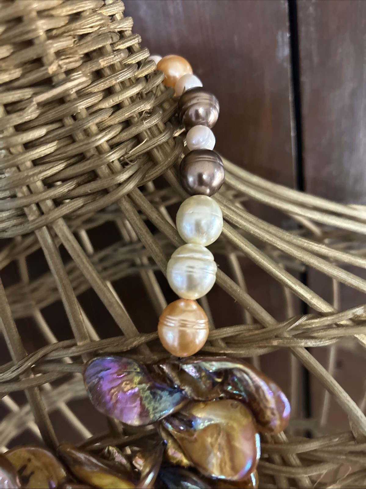 Statement Necklace Amber Abalone Shells W Geode Crystal Handmade! Quality Made!
