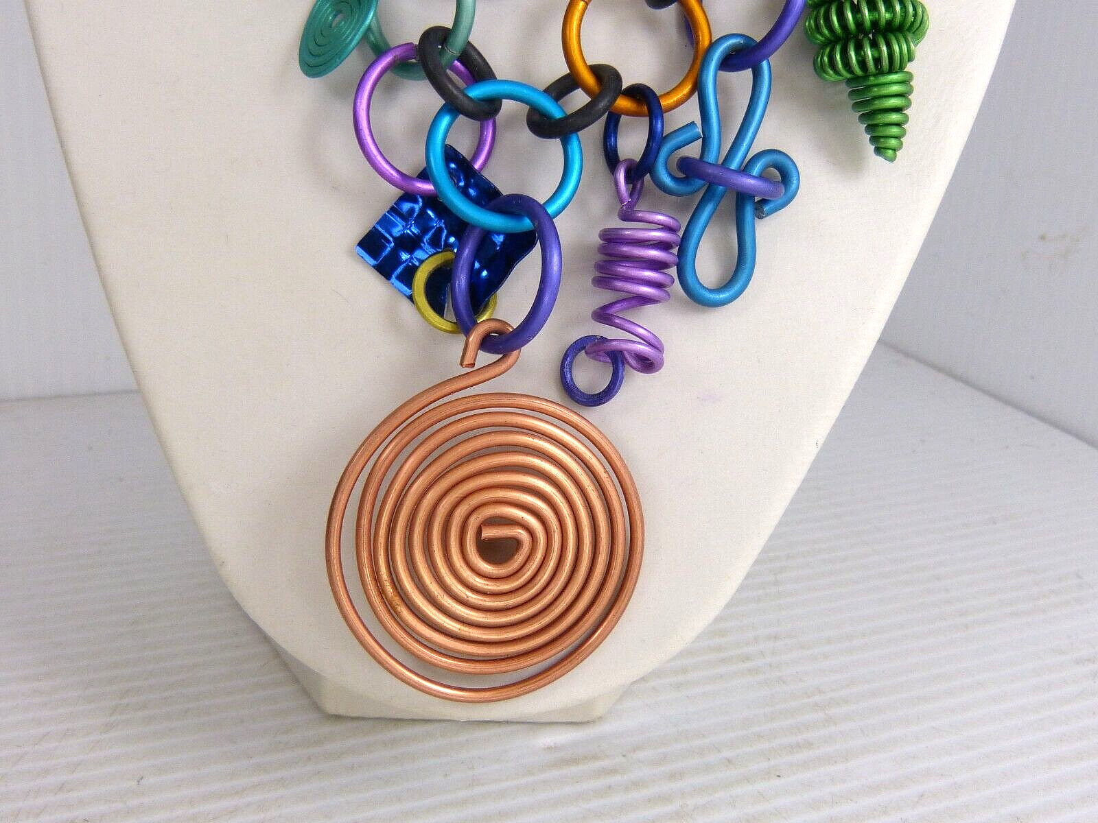 Vintage Multi Color Anodized Aluminum Necklace Estate Find ! Spada ??
