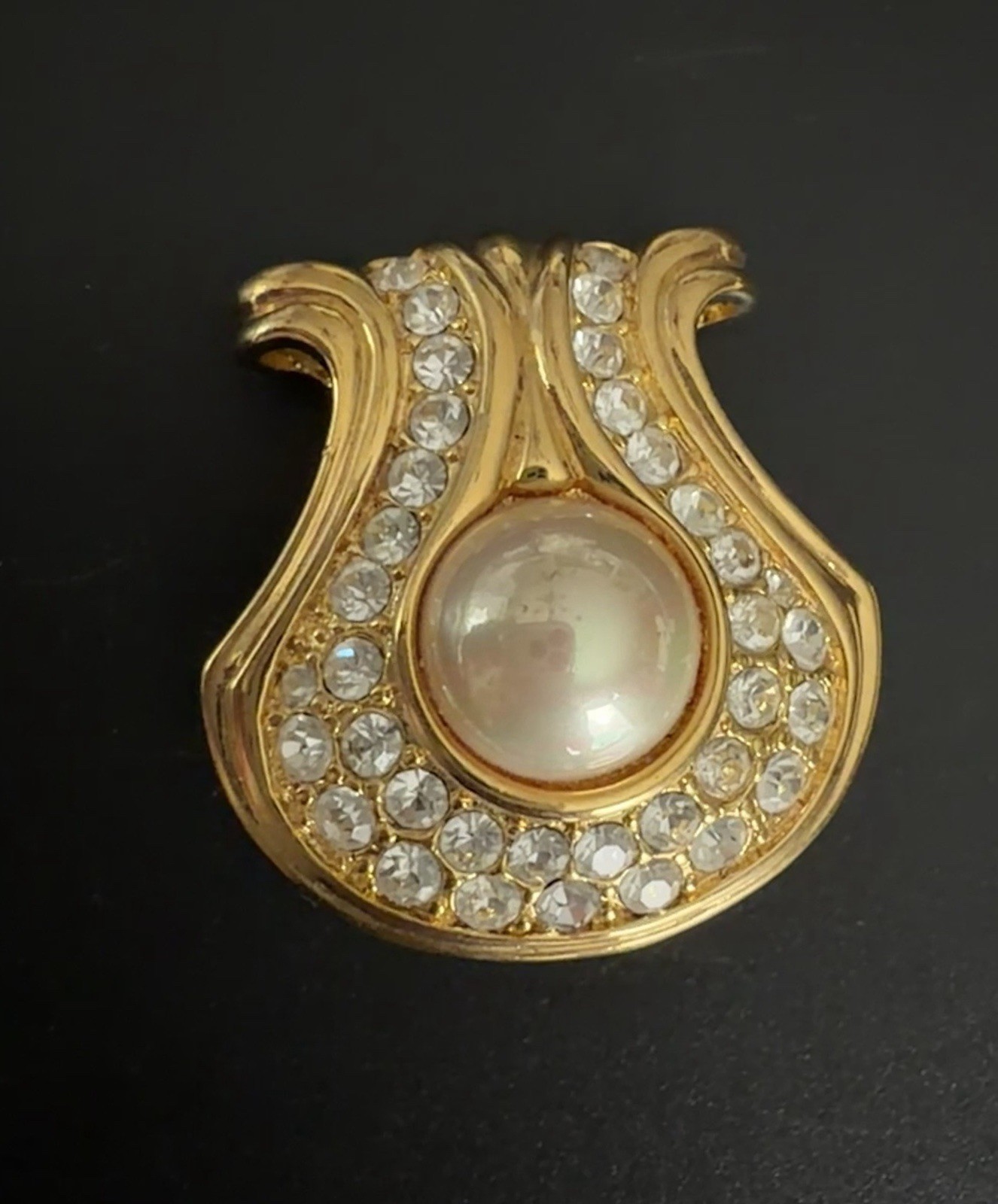 Nolan Miller Portofino Convertible Pearl Slide Pendant Only Signed Gold Pave Vtg