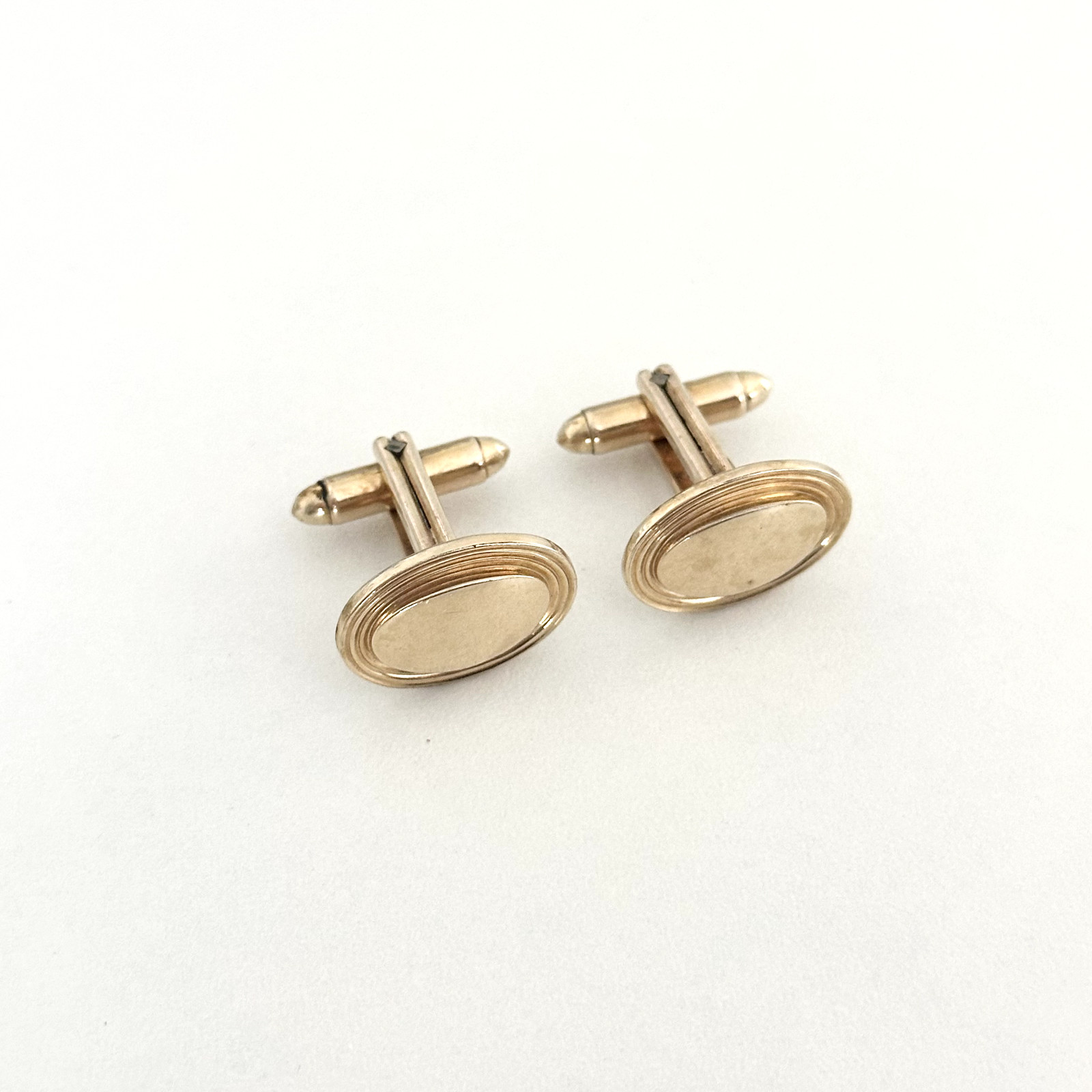 Vintage Hadley USA 12K Yellow Gold Filled Oval Bullet Back Cufflinks