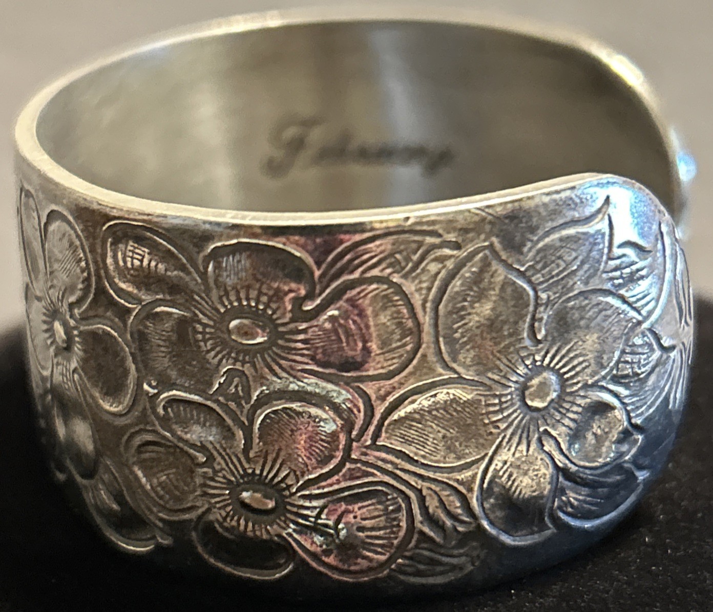 Salisbury Pewter Vintage February Floral Pewter Cuff Bracelet