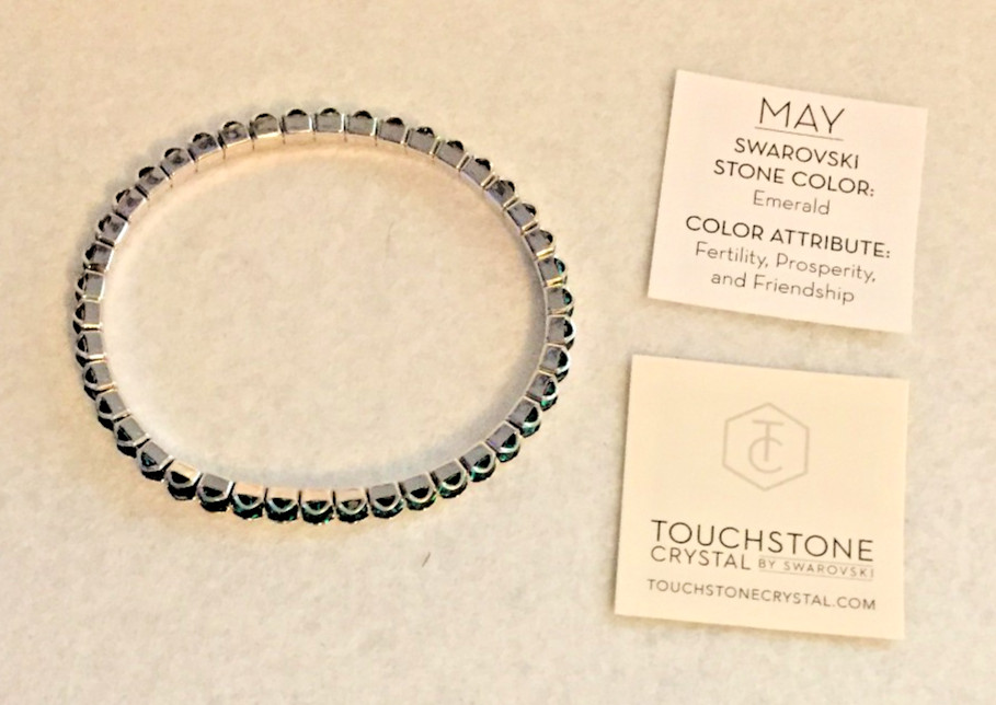 TOUCHSTONE SWAROVSKI CRYSTAL MAY EMERALD BIRTHSTONE STRETCH BRACELET NWT