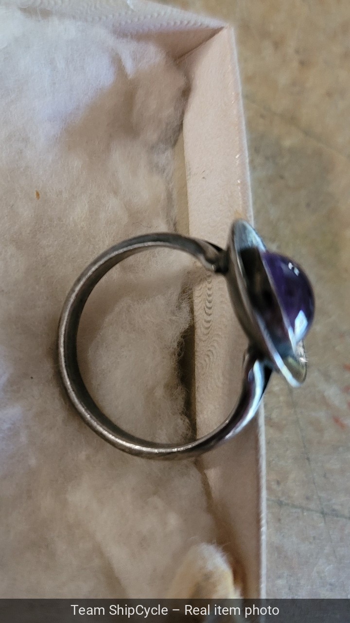 Denmark Niels Erik N E From Sterling Silver Amethyst Concave Ring Size 7 G2U