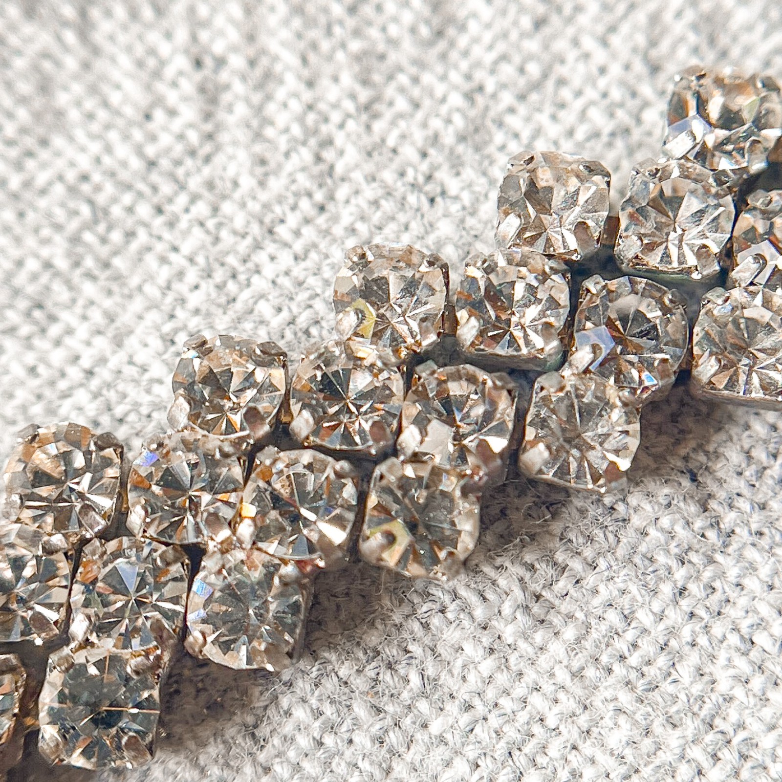 Vintage 1950s MCM Four-Row Rhinestone Tennis Bracelet Estate Costume Jewelry