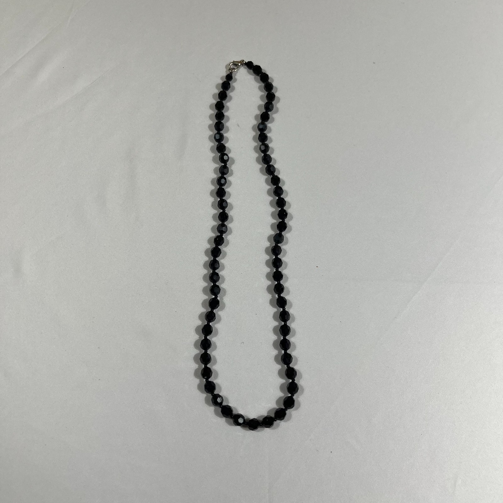 Vintage Black Faceted Glass Beaded Necklace Choker Whimsygoth Goth 24 Inch