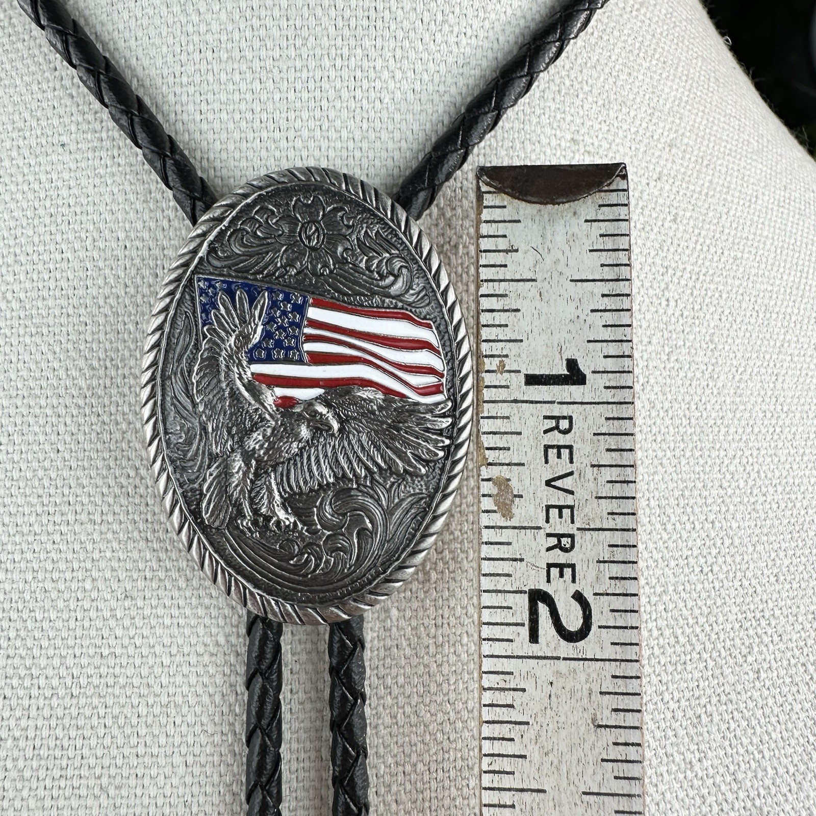 Vintage Ivan “Great American Eagle” Silver Tone Over Brass Western Bolo Tie